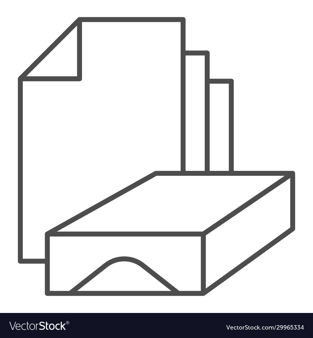 Stack paper thin line icon box and sheets vector image Stack paper thin line icon box and sheets