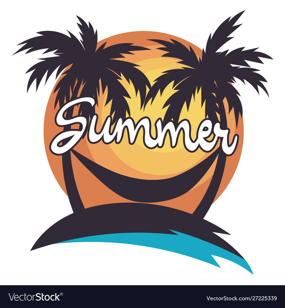Beach with palm trees for a print on tee vector image Beach with palm trees for a print on tee