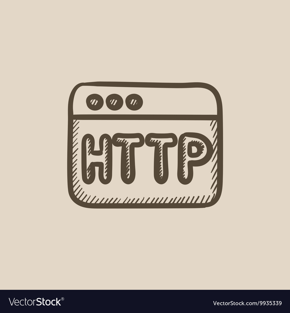 Browser window with http text sketch icon