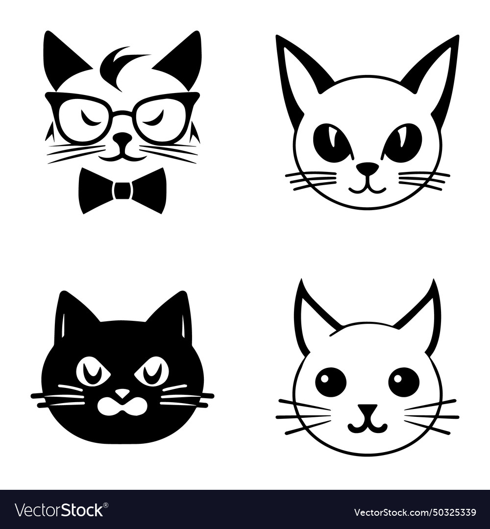 Cats3 flat icon set isolated on white background