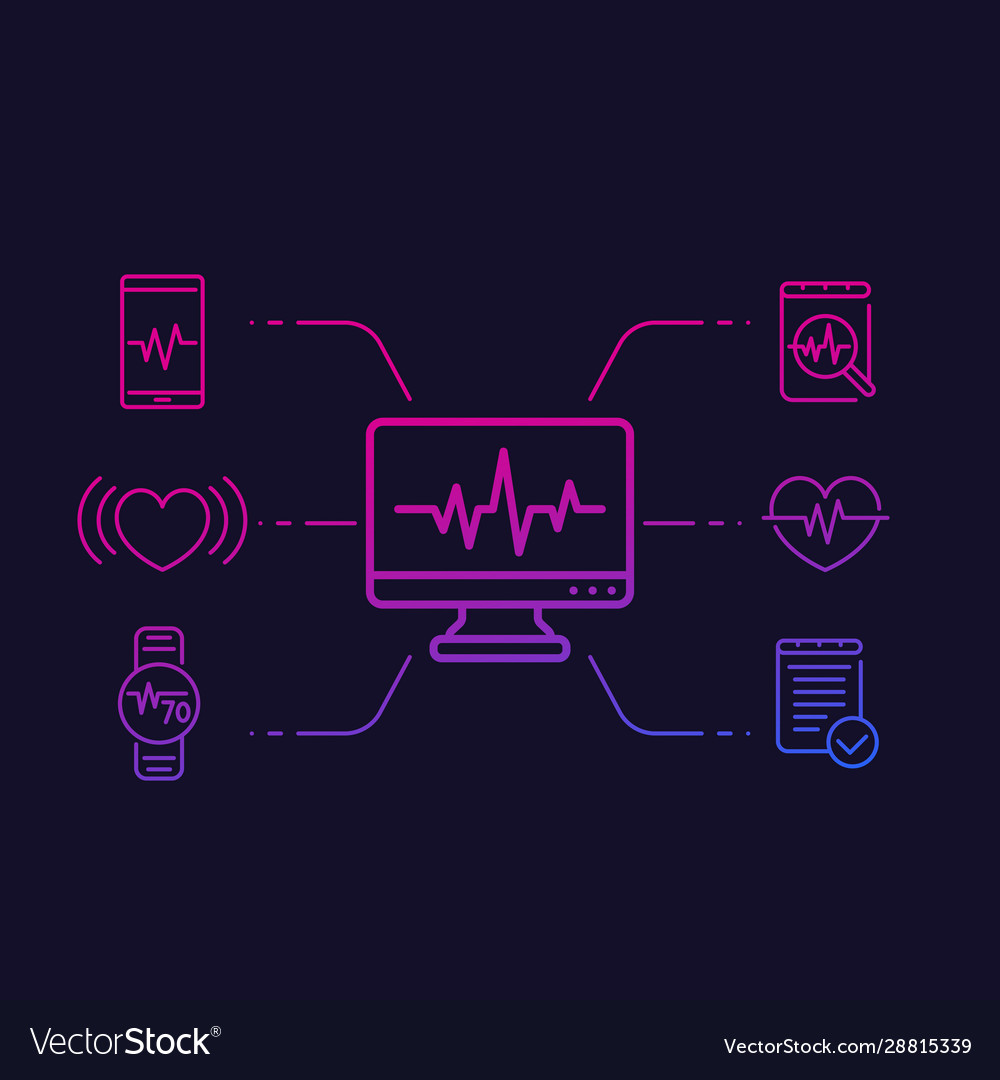 Ecg heart diagnostic electrocardiography icons