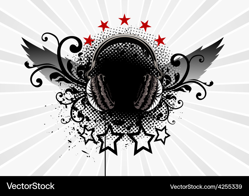 Headphone Emblem Royalty Free Vector Image - VectorStock