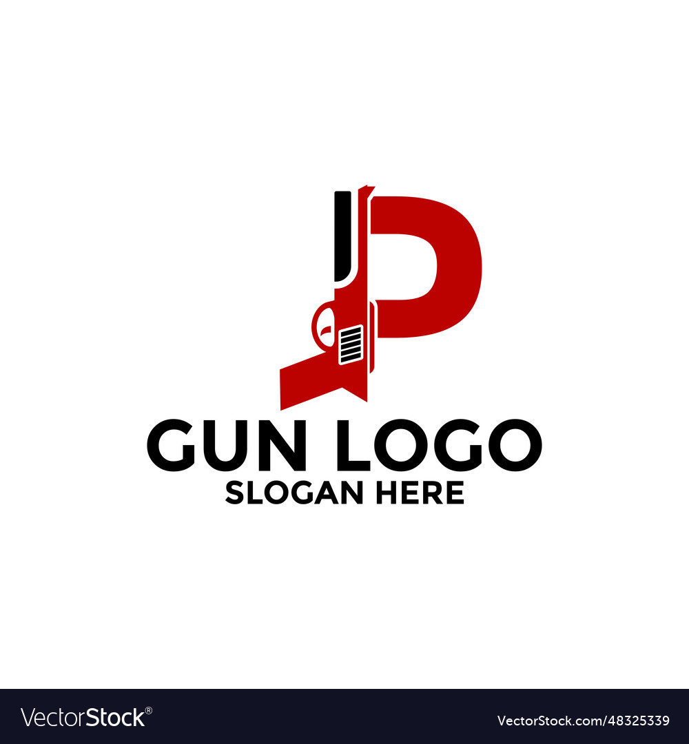 Letter gp and gun logo icon design