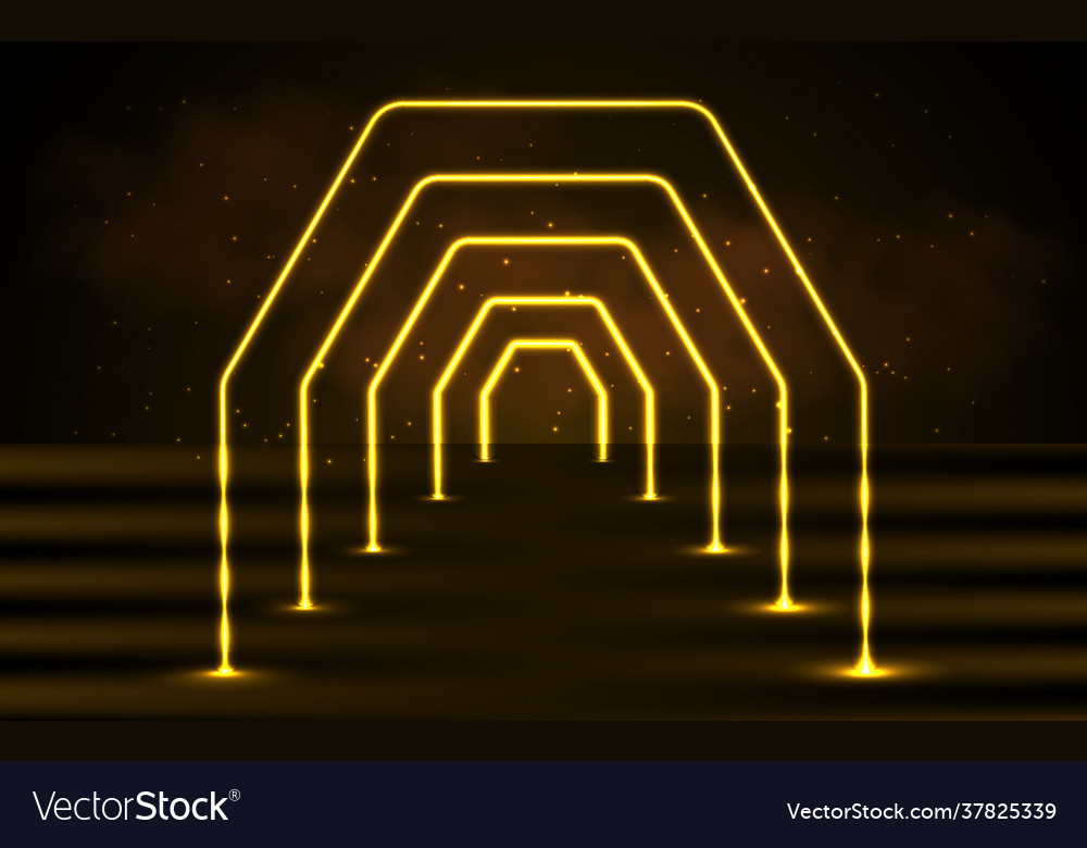 Neon abstract yellow background with geometric