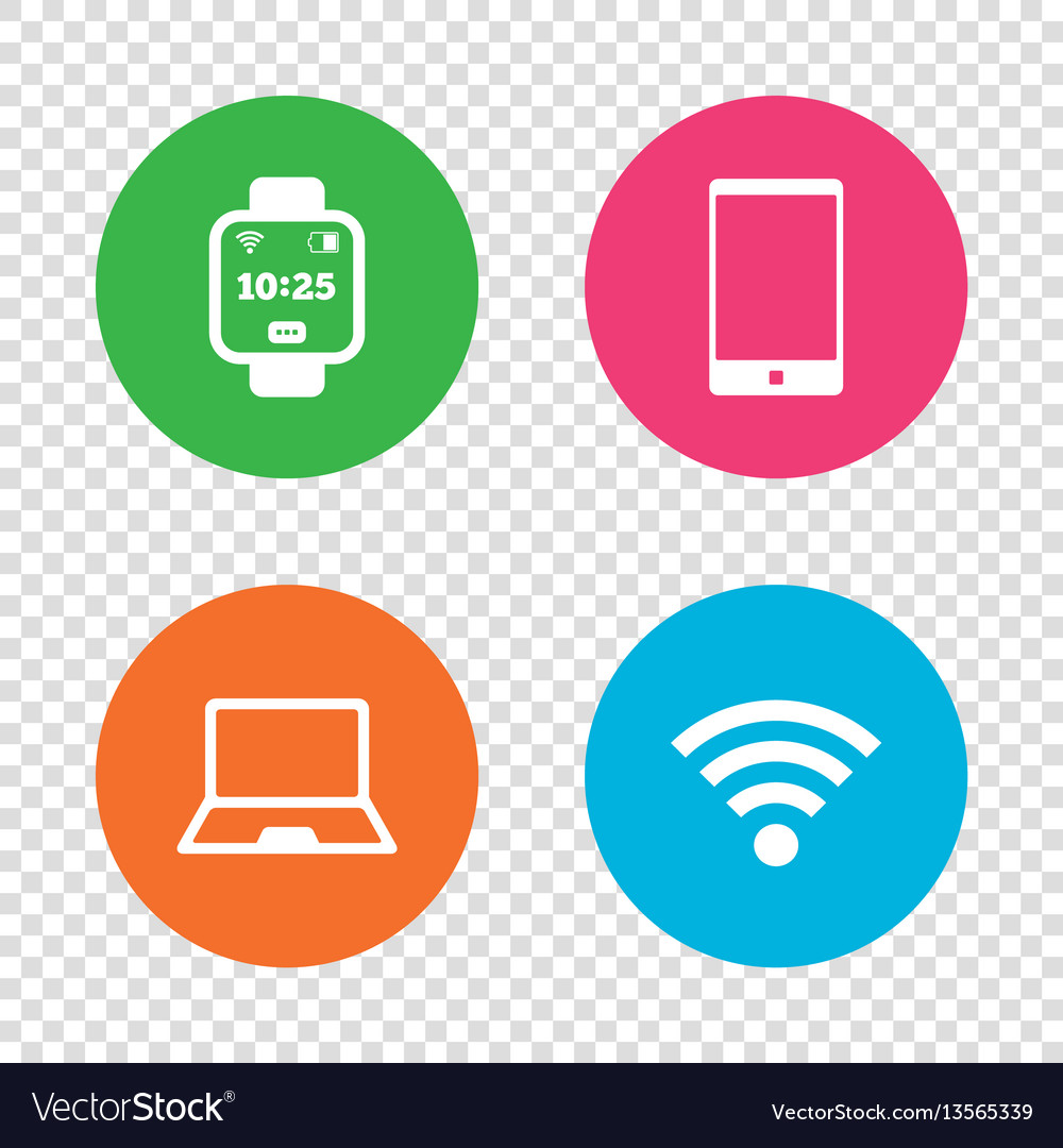 Notebook and smartphone icon smart watch symbol vector image Notebook and smartphone icon smart watch symbol