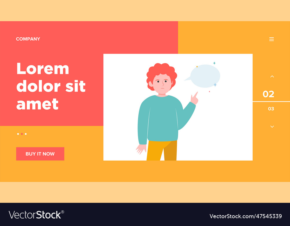 Red-haired guy pointing at empty speech bubble vector image Red-haired guy pointing at empty speech bubble