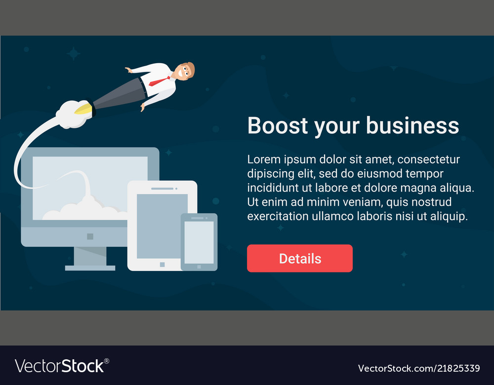 rocket businessman website header template vector image
