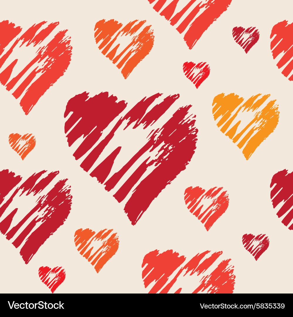 Seamless pattern with hand drawn hearts Royalty Free Vector