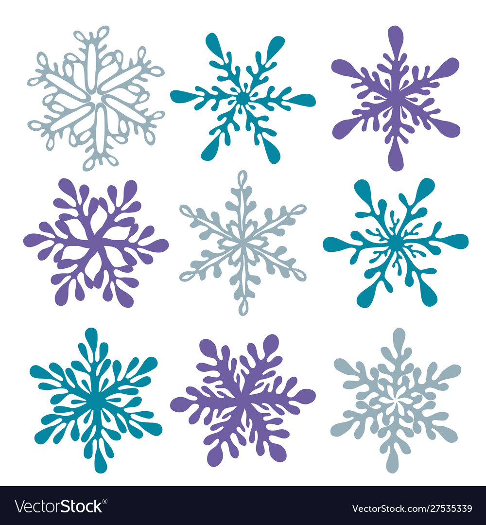 Set winter snowflakes