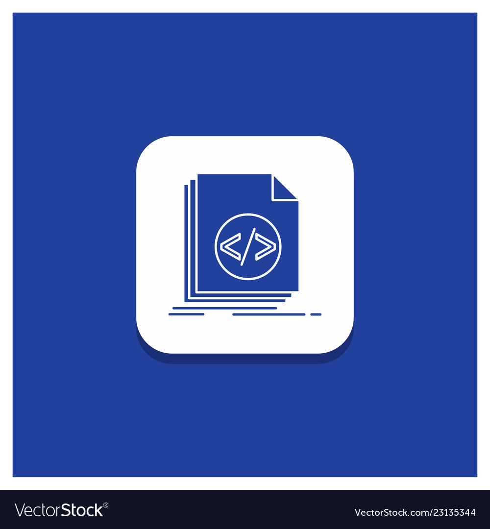 Blue round button for code coding file vector image Blue round button for code coding file