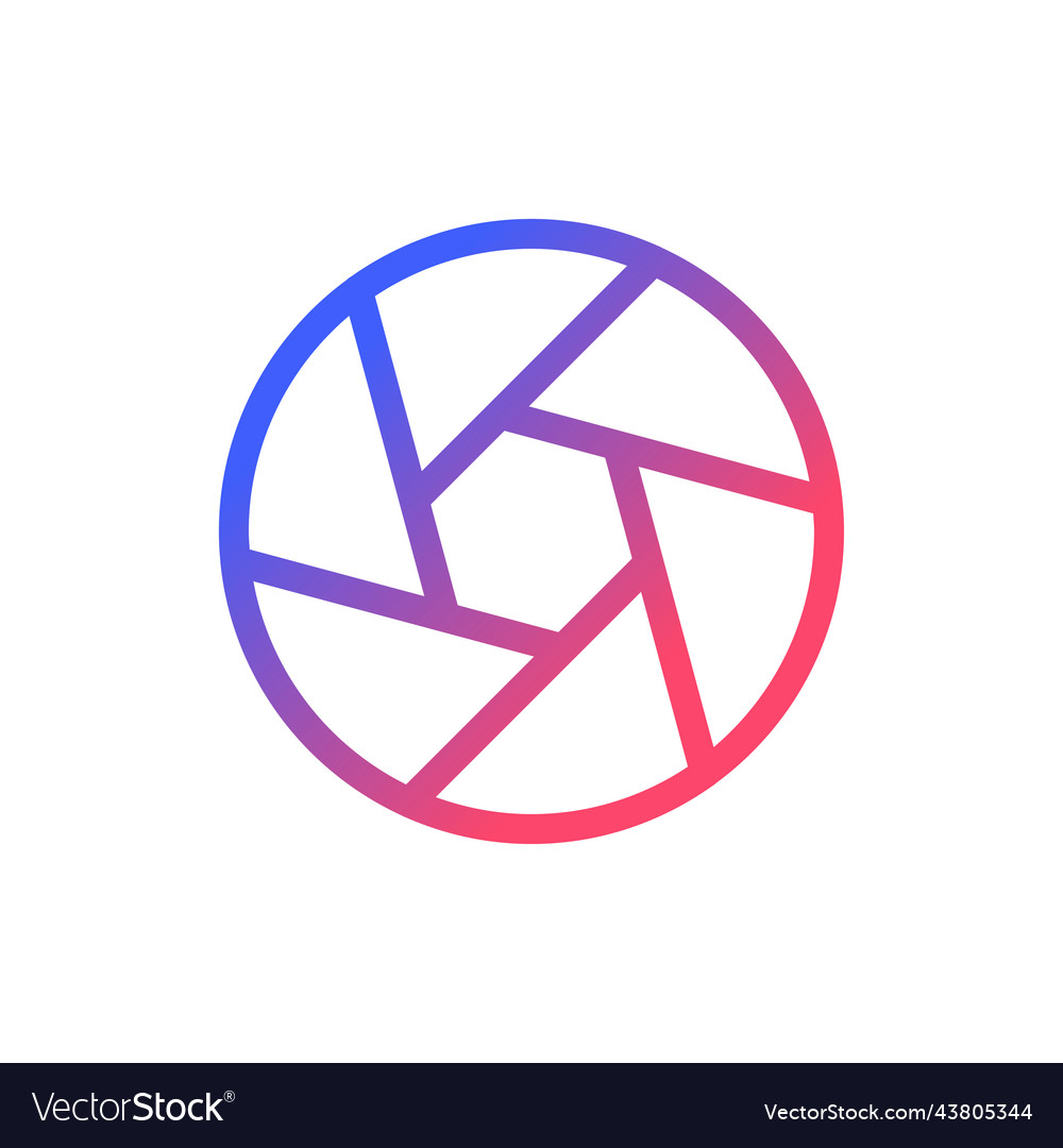 Camera diaphragm pixel perfect gradient linear ui vector image Camera diaphragm pixel perfect gradient linear ui