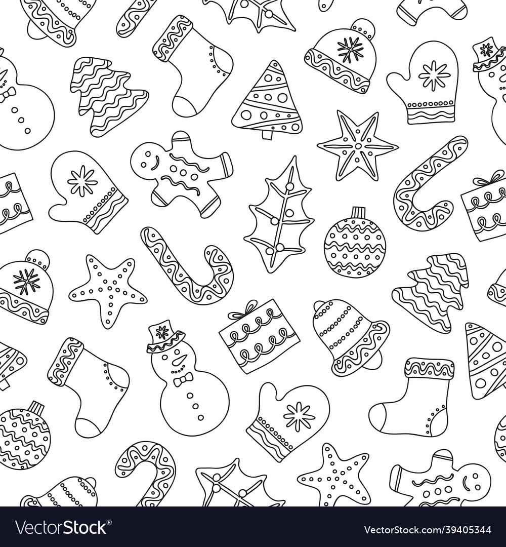 Christmas Cookie Pattern - Black & White