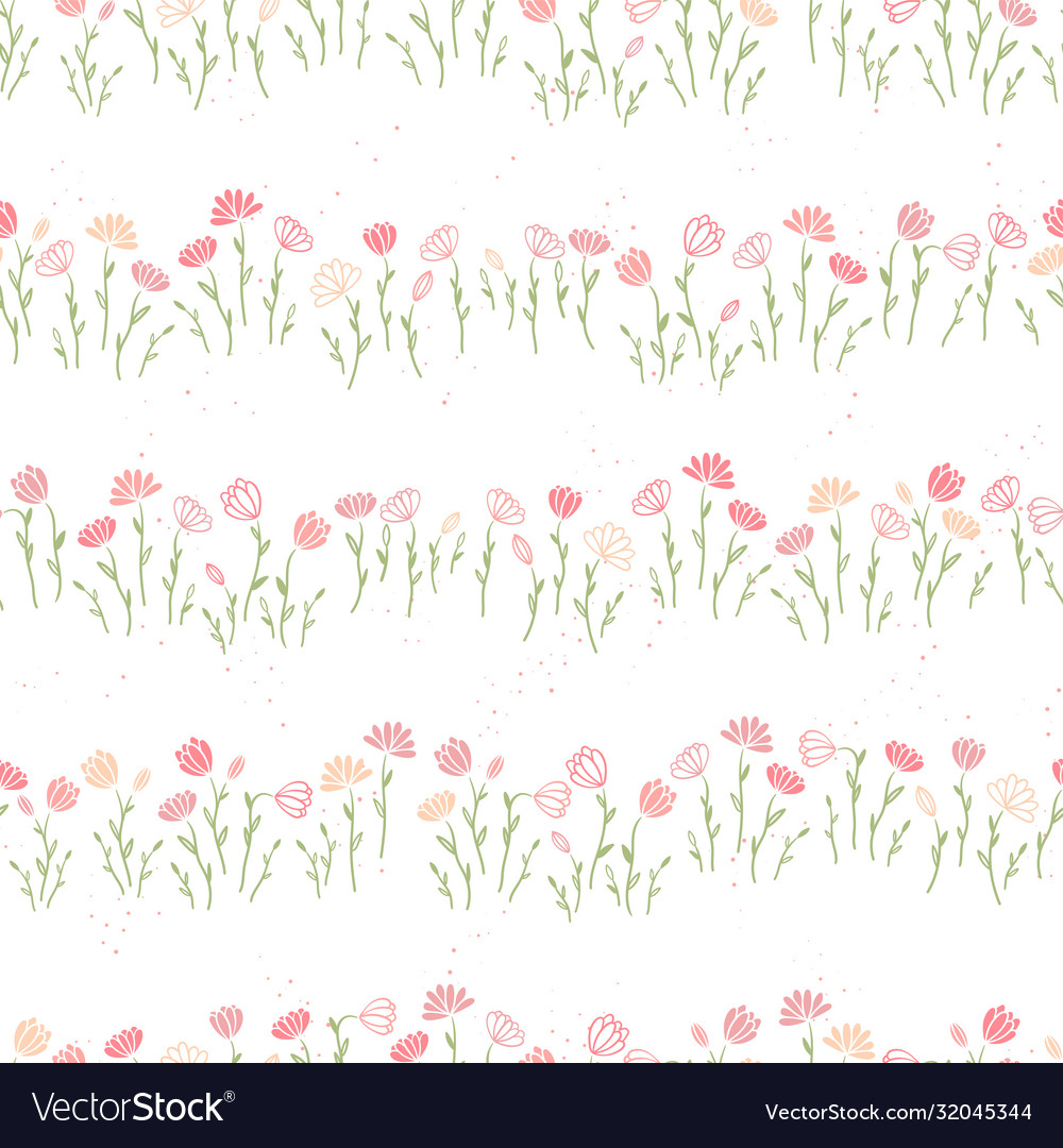 Cute hand drawn meadow seamless pattern doodle