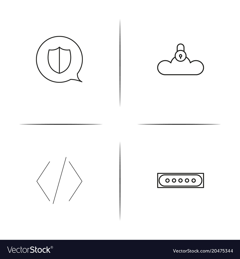 Cyber security simple linear icons set outlined