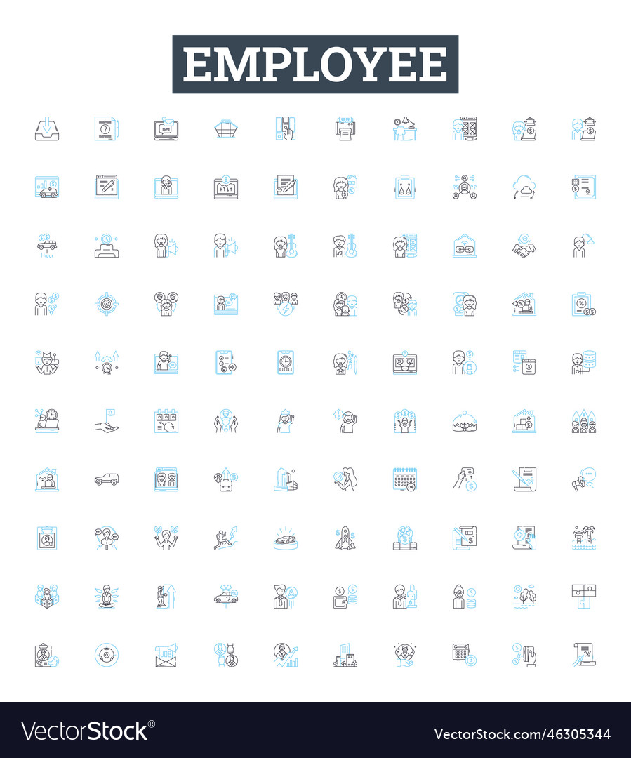 Employee line icons set worker staff