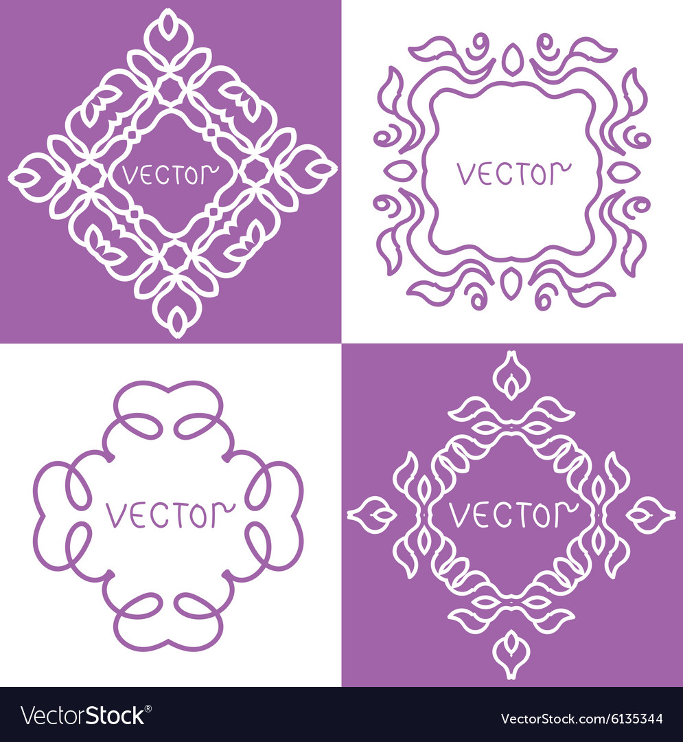 Floral outline frames and borders monogram mono