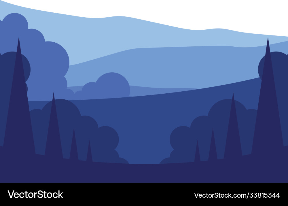 Pine trees with clouds landscape design Royalty Free Vector