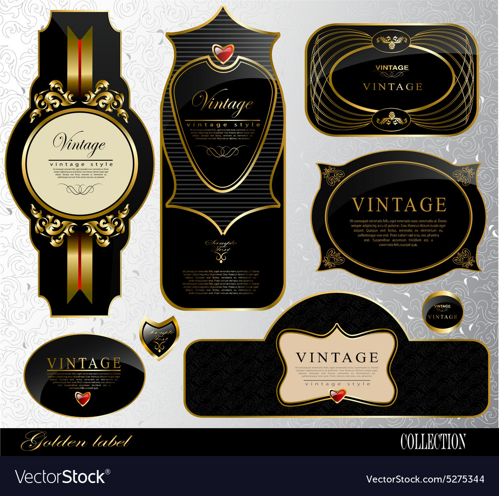 Vintage black gold frame label Royalty Free Vector Image