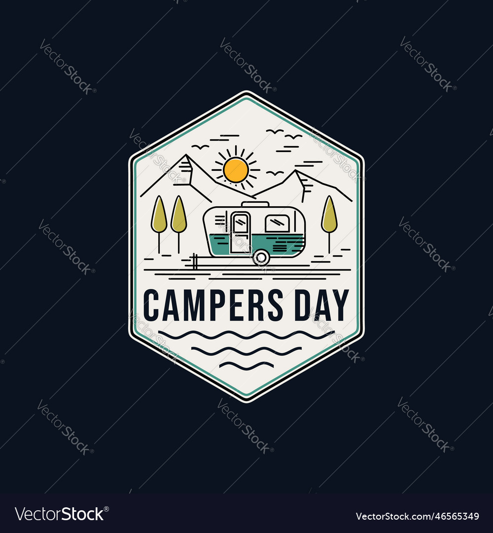 Camper trailer adventure template Royalty Free Vector Image