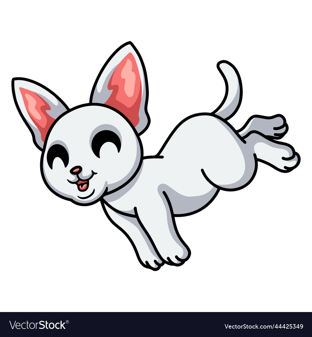 Cute devon rex cat cartoon jumping Royalty Free Vector Image