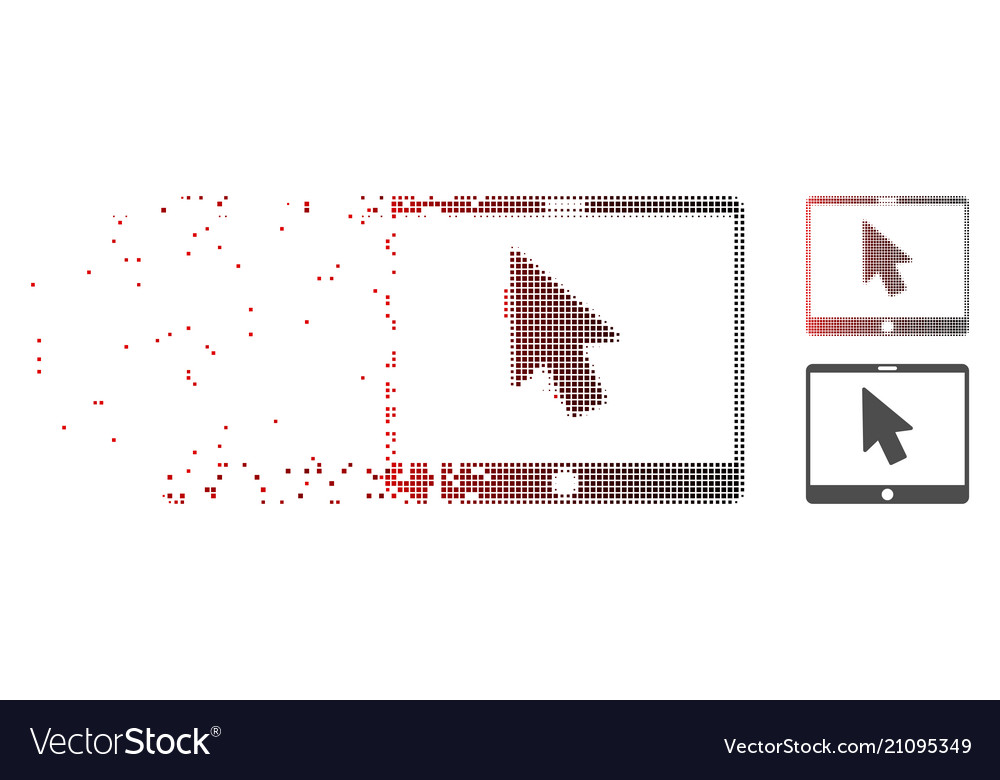 Disappearing pixel halftone tablet arrow pointer vector image Disappearing pixel halftone tablet arrow pointer