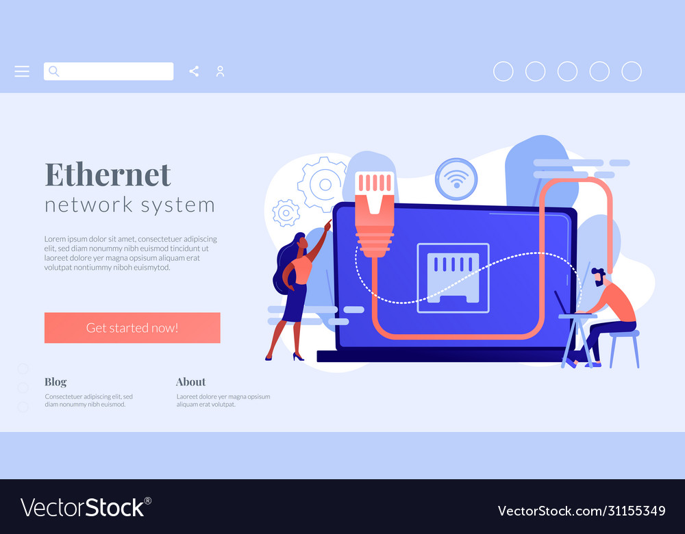 Ethernet connection concept landing page vector image Ethernet connection concept landing page