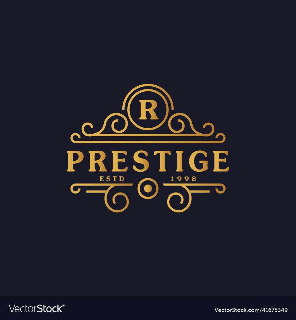 Letter r luxury logo flourishes calligraphic Vector Image