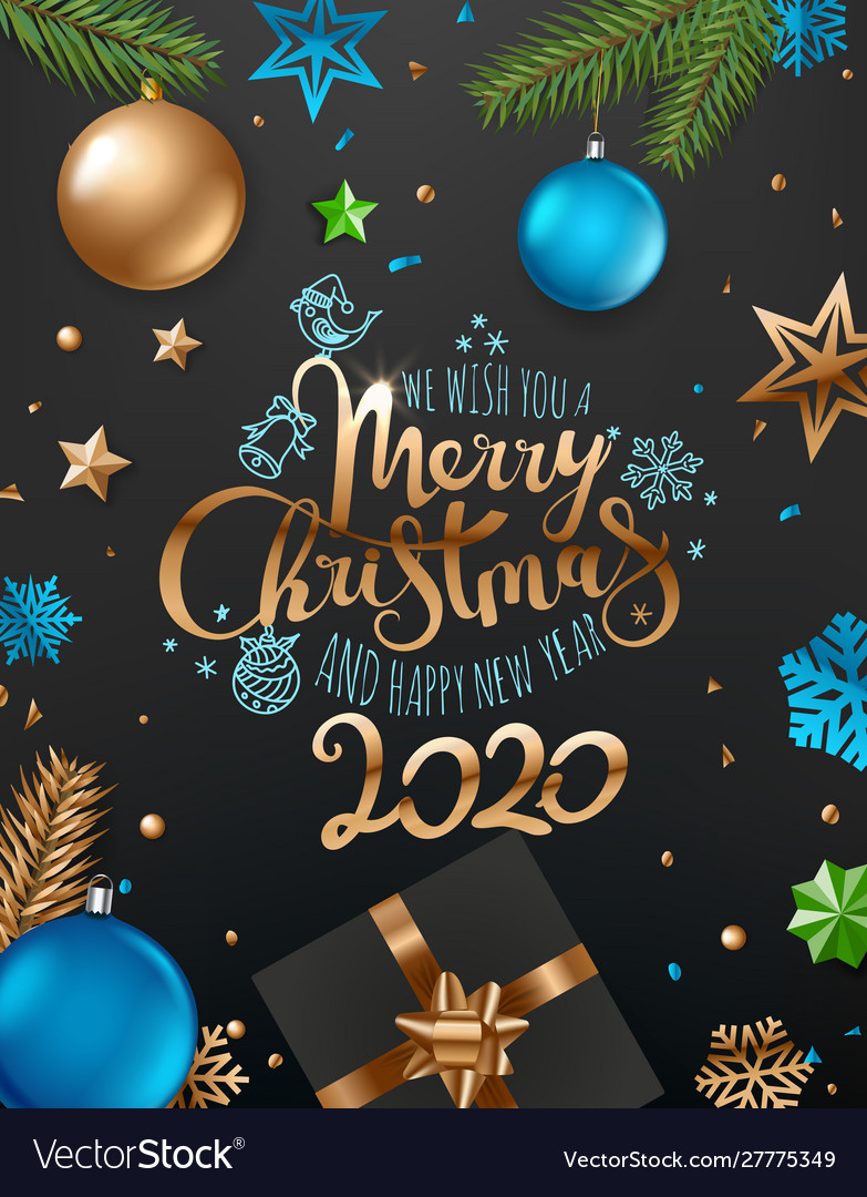 Merry christmas and happy new year wishing card vector image Merry christmas and happy new year wishing card
