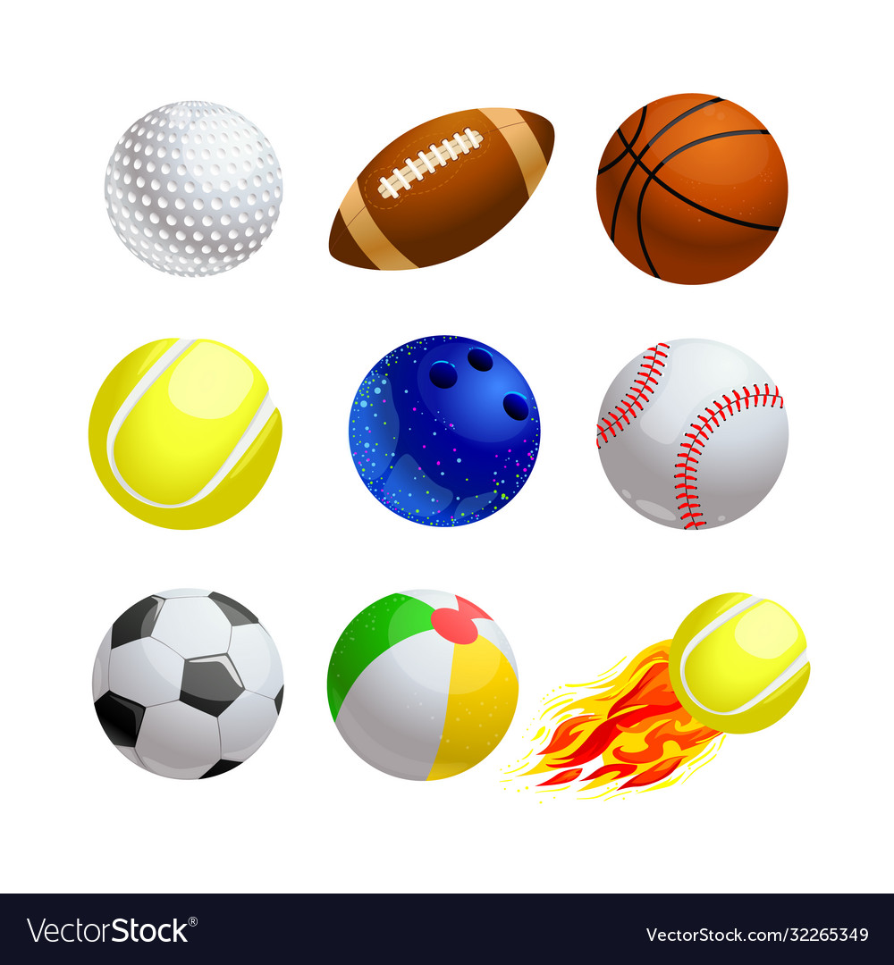 Set cartoon balls for sport and leisure golf vector image Set cartoon balls for sport and leisure golf