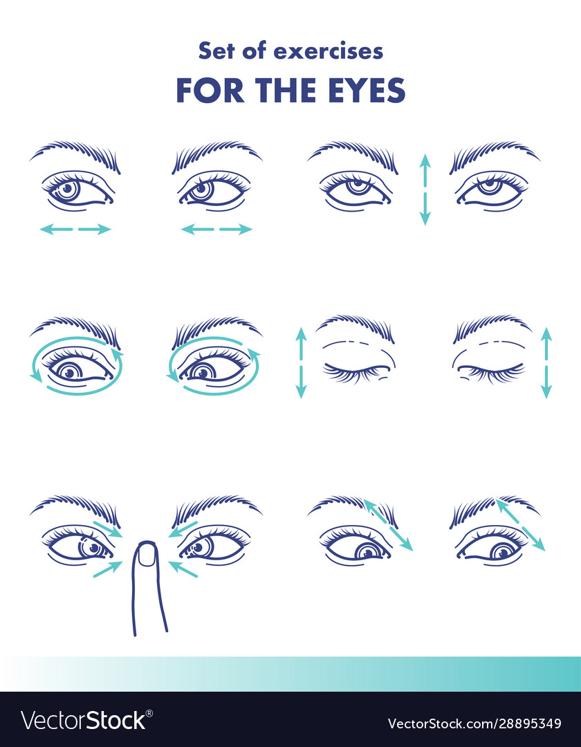Set exercises for eyes visual acuity line vector image Set exercises for eyes visual acuity line
