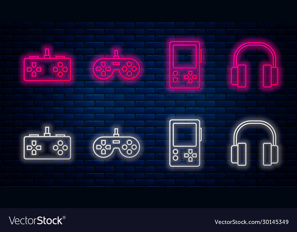 Set line gamepad portable video game console vector image Set line gamepad portable video game console