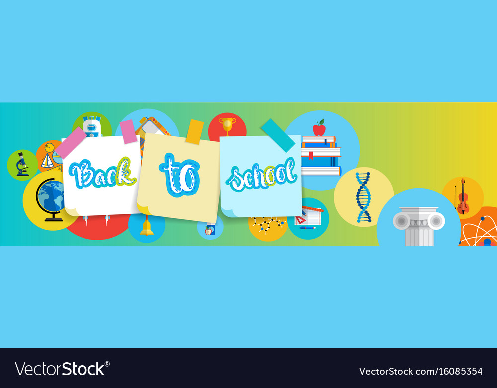 Back to school greeting colorful banner