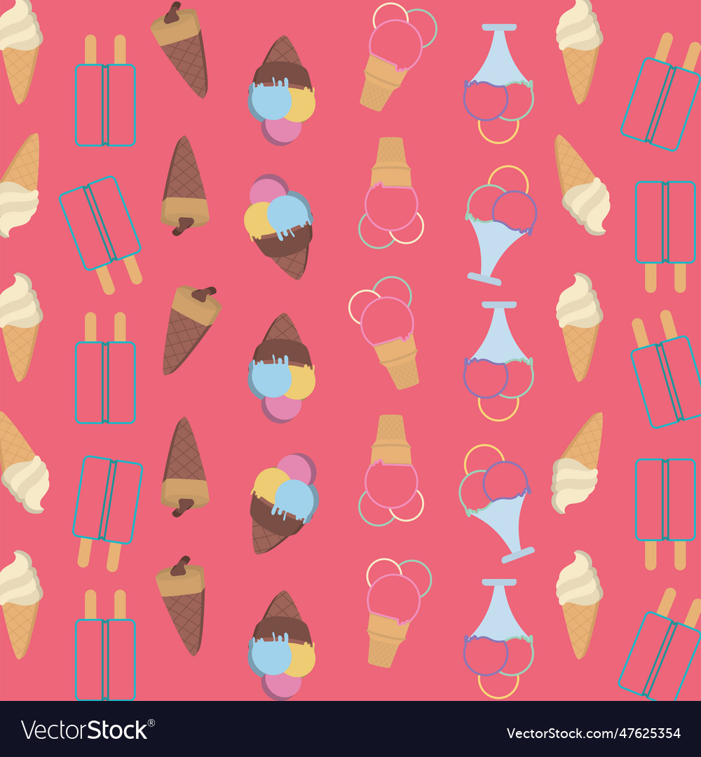 Colored seamless pattern background with ice cream