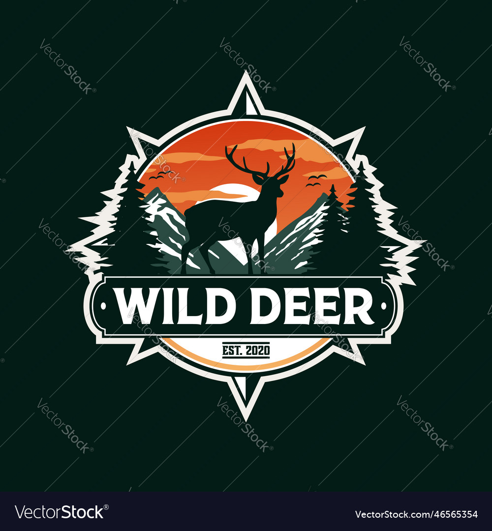 Deer wild animal badge template