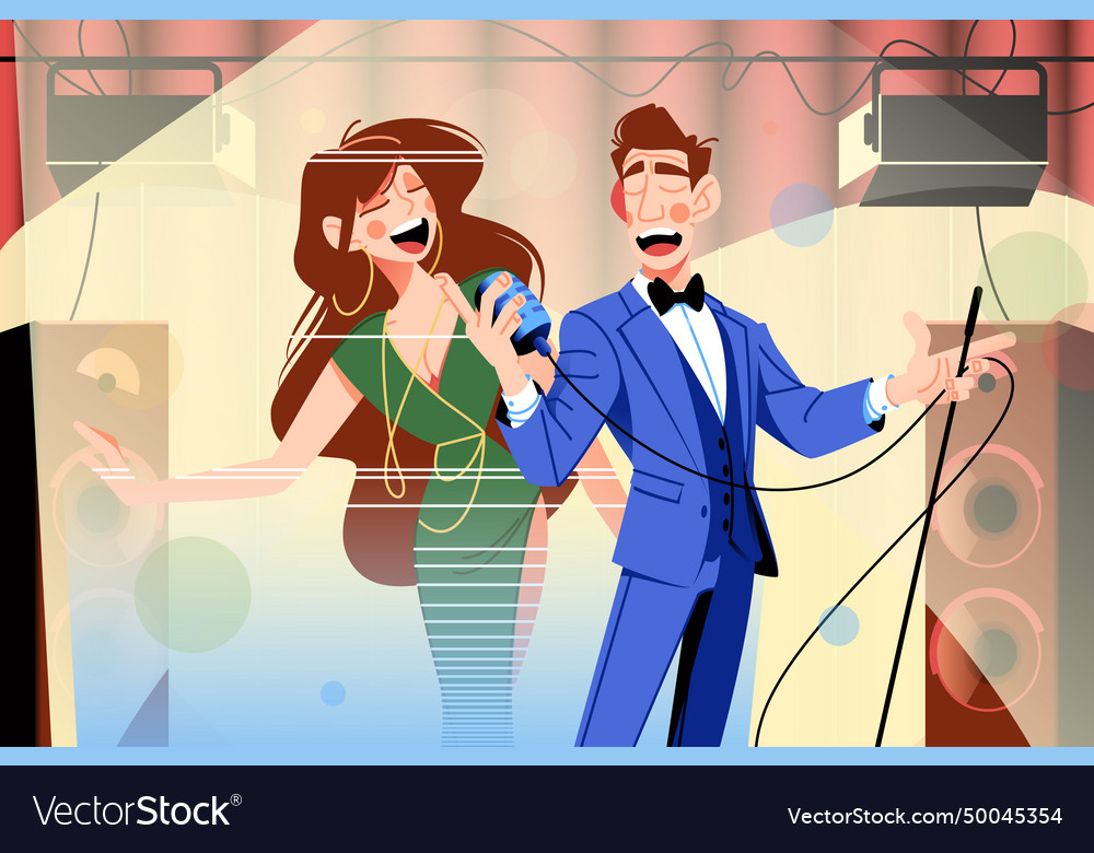 Duo performing on stage Royalty Free Vector Image