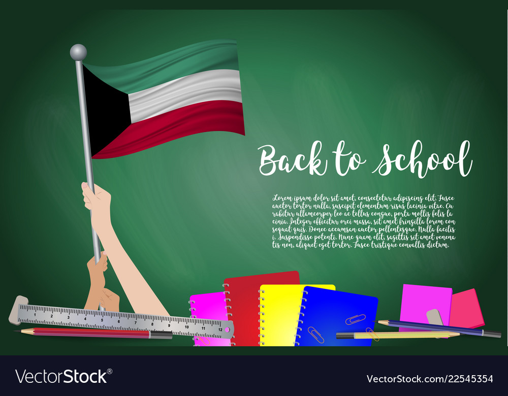 Flag of kuwait on black chalkboard background Vector Image