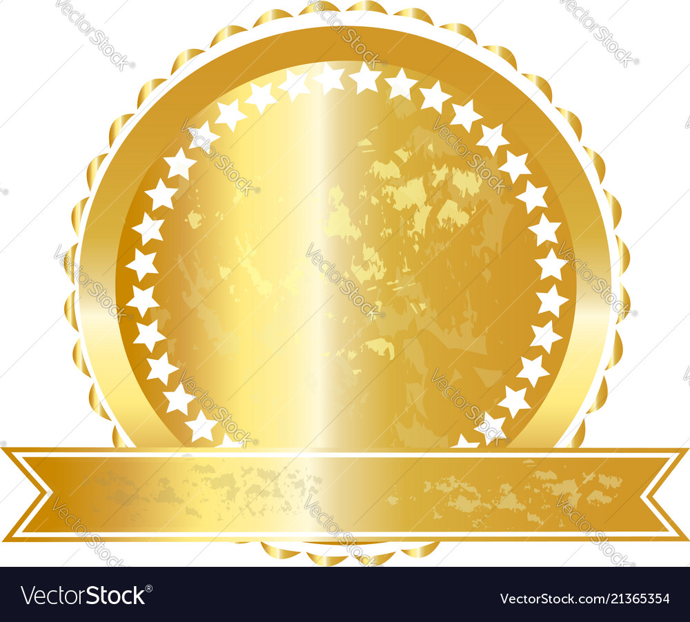 Gold label seal icon Royalty Free Vector Image