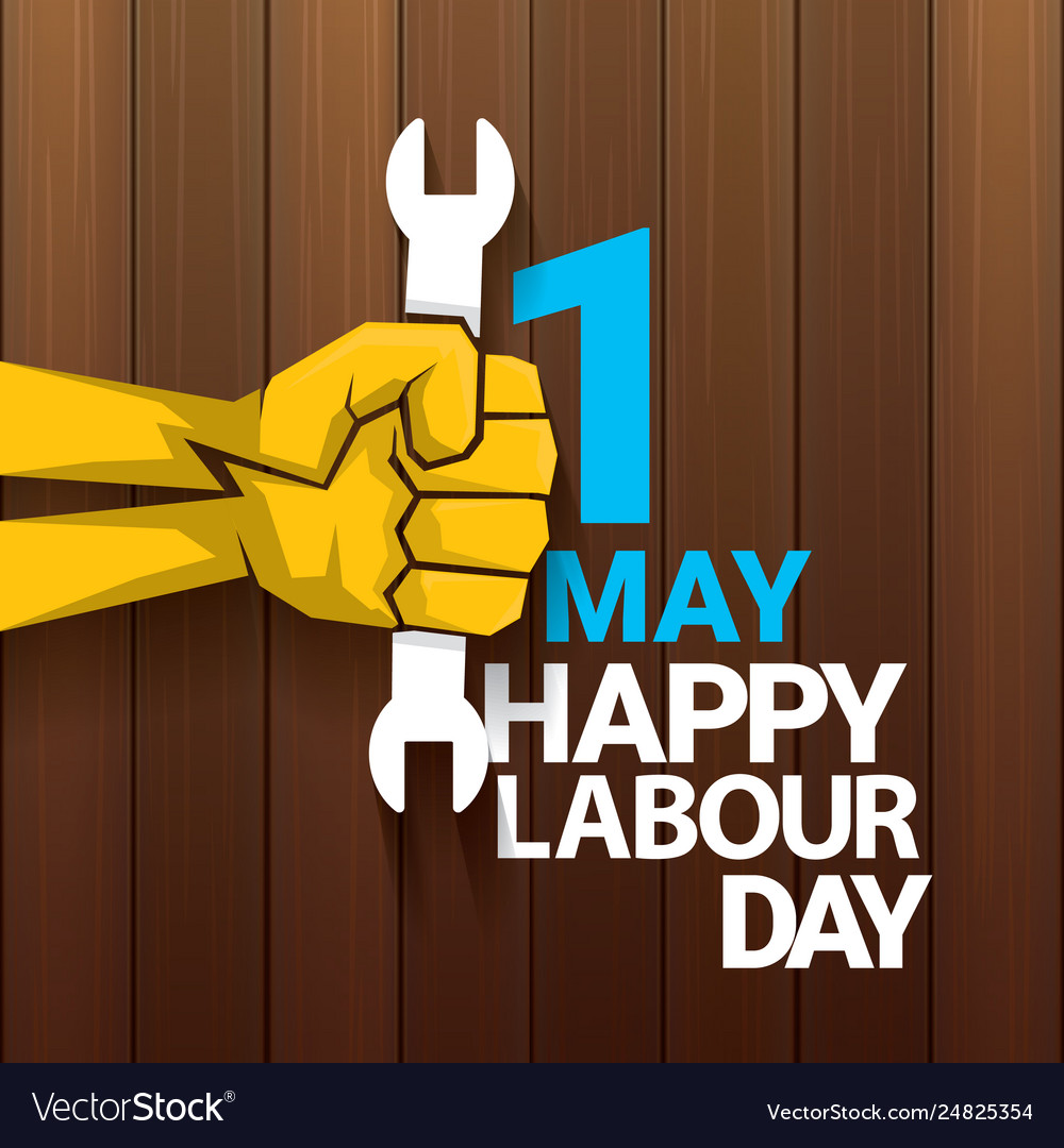 Happy Labour Day Label With Strong Orange Vector Image