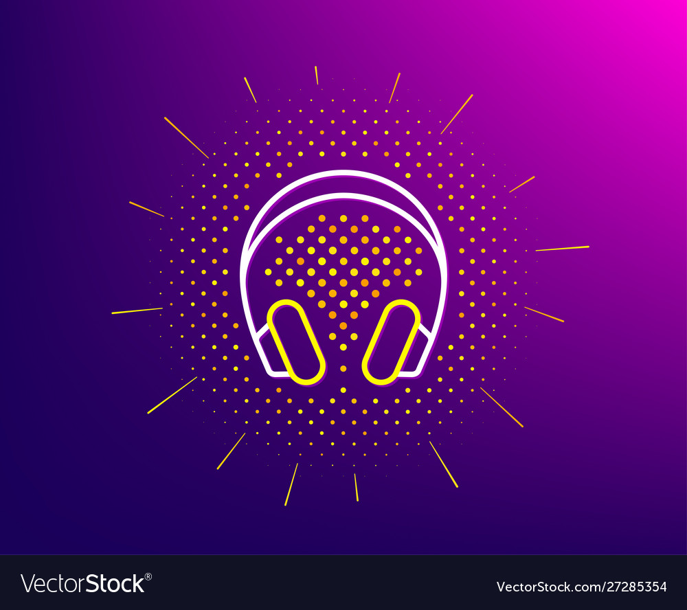 Headphones line icon music listening sign