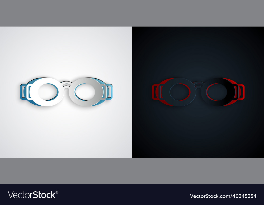 Paper cut glasses for swimming icon isolated