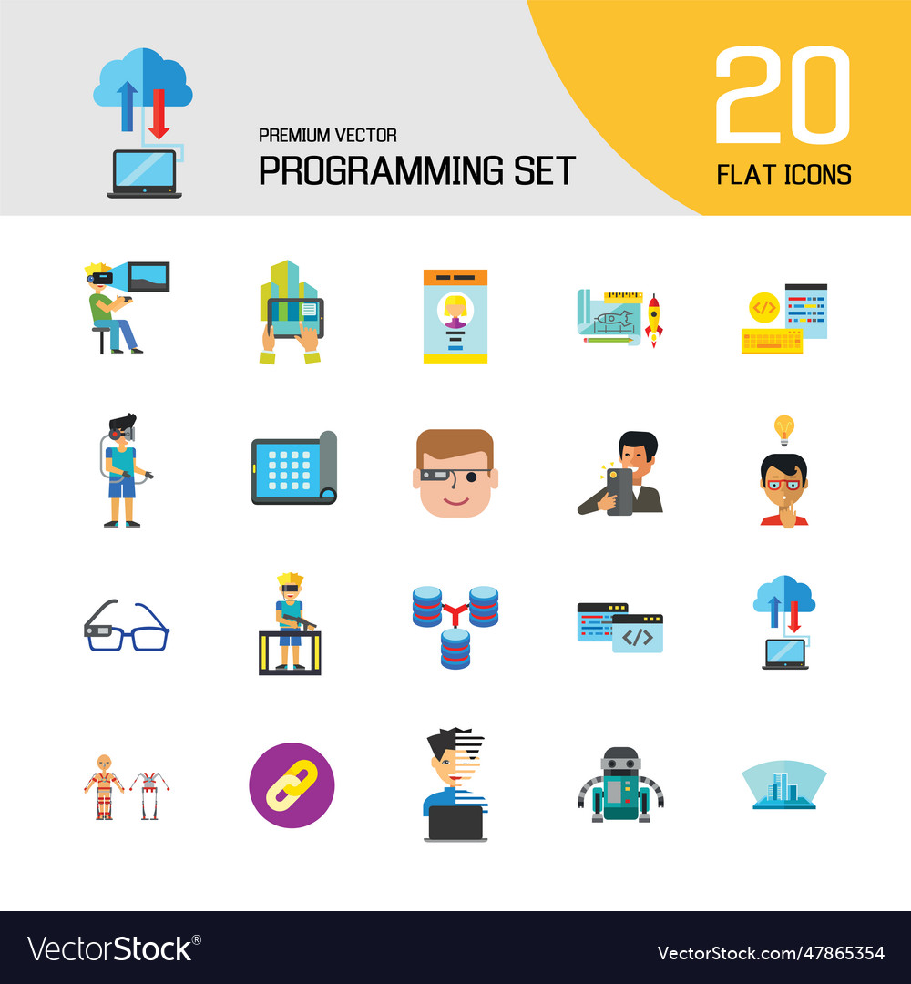 Programming icon set Royalty Free Vector Image
