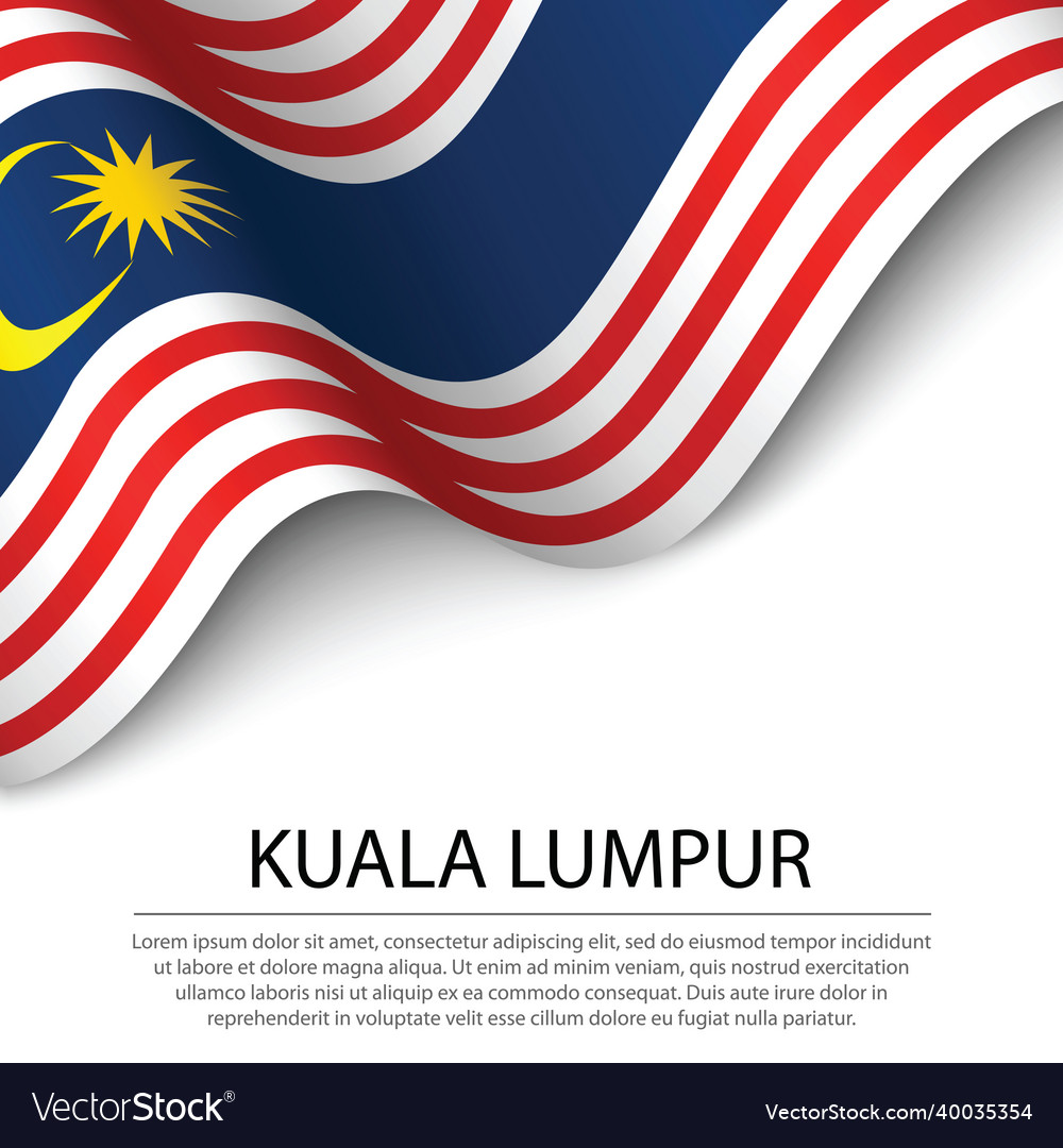 Waving flag of kuala lumpur is a state Royalty Free Vector