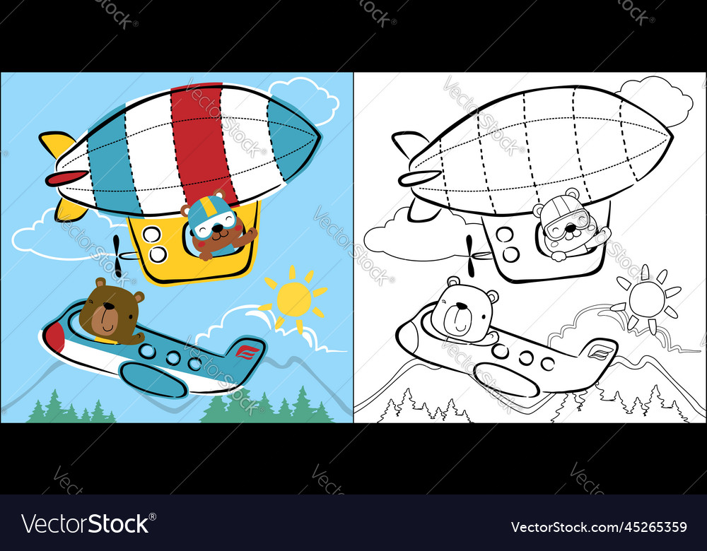 Air transportation cartoon with funny animals