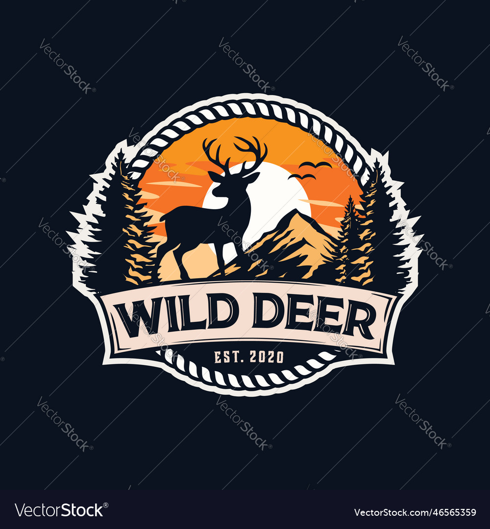 Deer Wild Animal Badge Template Royalty Free Vector Image