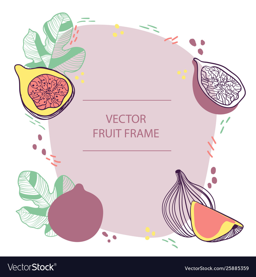 Fruit figs text frame hand drawn flat template