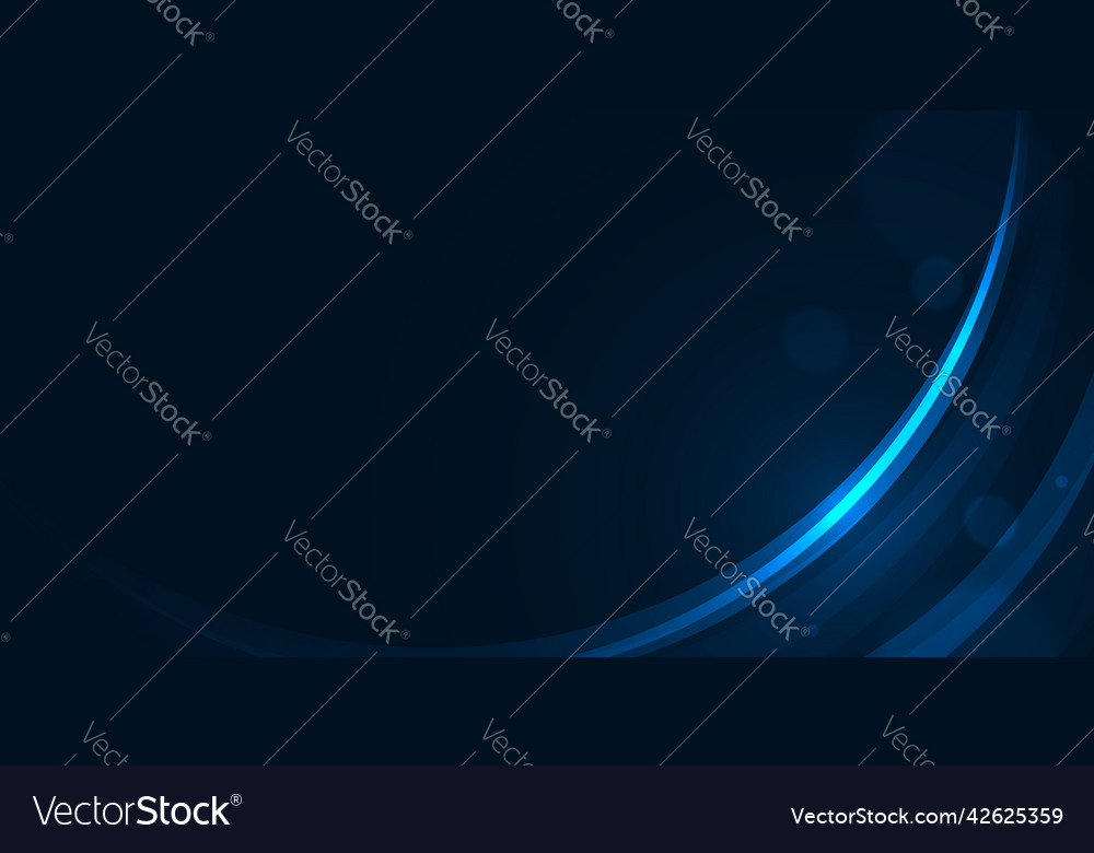 Glow curve and bokeh circle on dark blue abstract