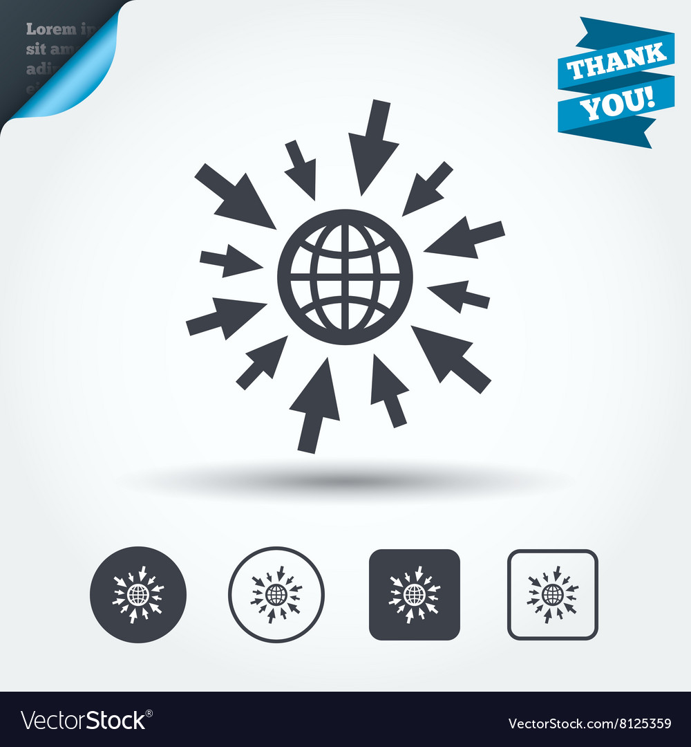Go to web icon globe with mouse cursors