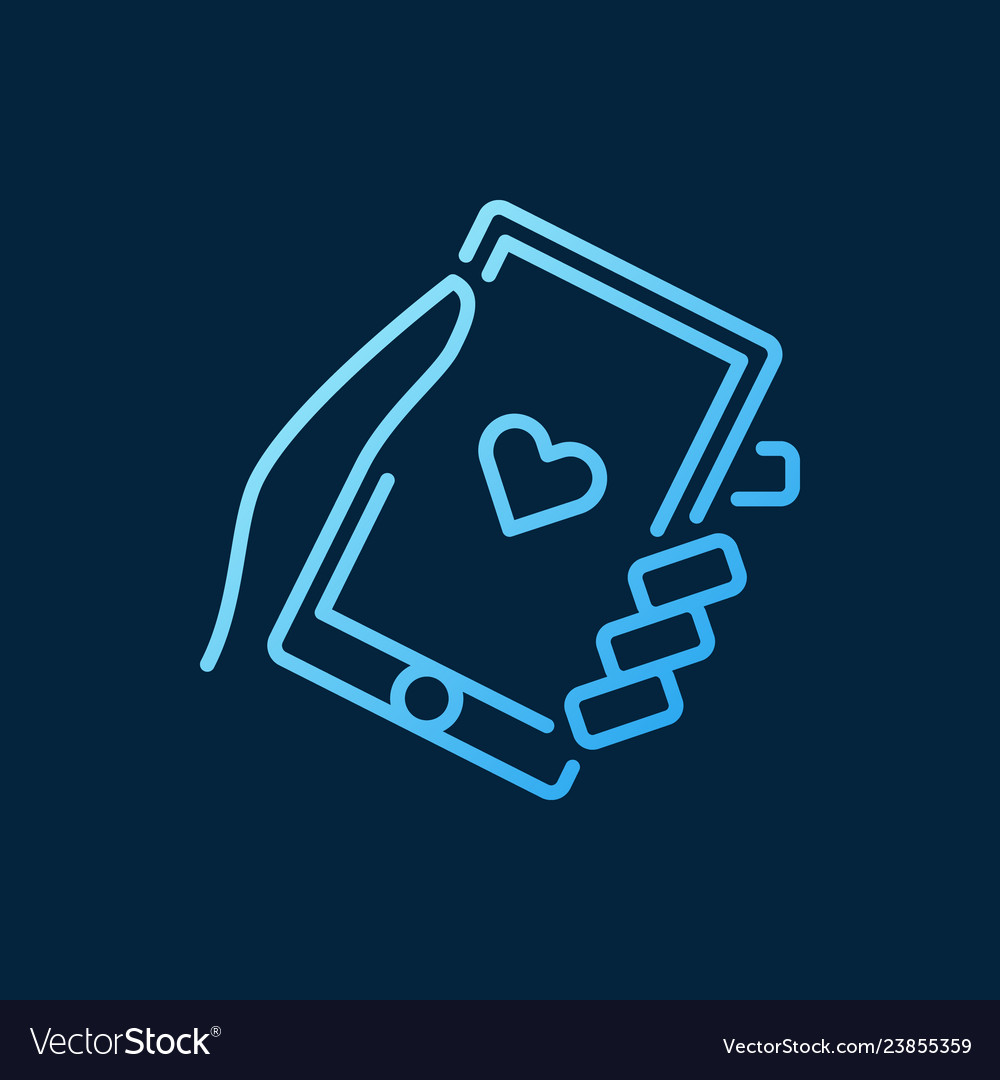 Hand holding smartphone blue icon