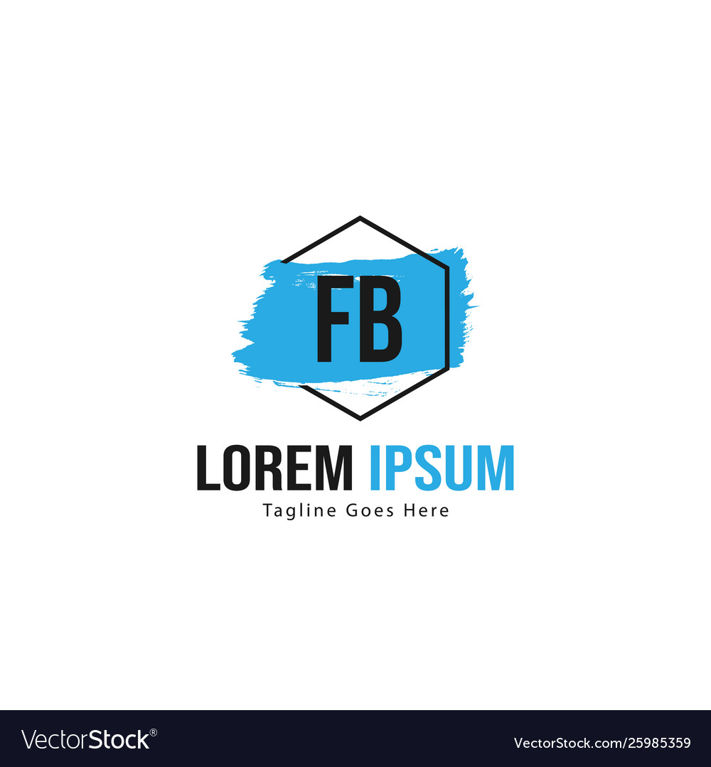 Initial fb logo template with modern frame vector image Initial fb logo template with modern frame