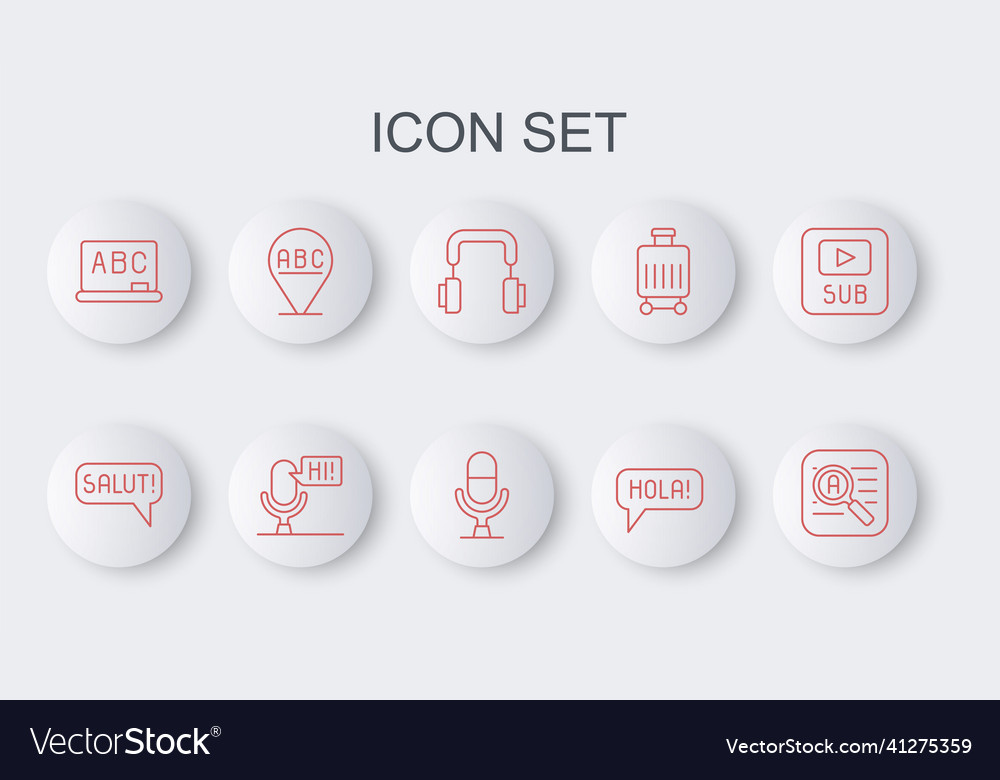 Set line translator salut in different languages vector image Set line translator salut in different languages